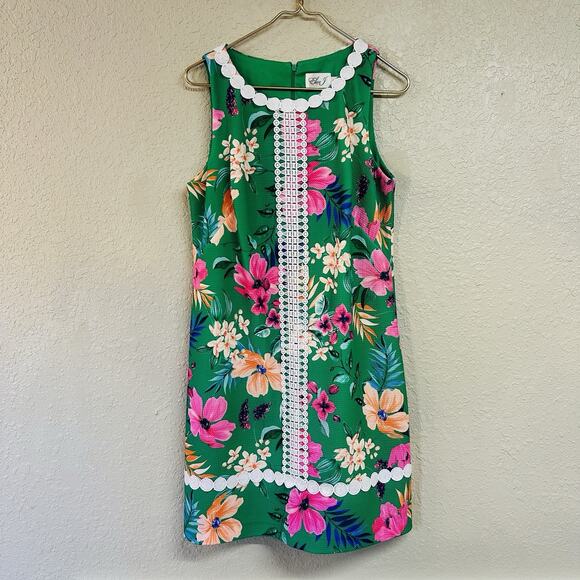 Eliza J Sleeveless Floral Embroidered Lace Trim A-Line Sheath dress Size 14 NWOT - Picture 5 of 12